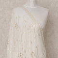 Off White Floral Motif Embroidered Synthetic Georgette Dupatta with Sequins, Size 210X90 Cms, India-D24849