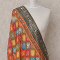 Multicolor Checkered Design Synthetic Brocade Dupatta with Contrast Border, Size 210X90 Cms, India-D24850