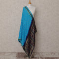 Blue and Black Bandhani Pattern Synthetic Brocade Dupatta with Embellished Border, Size 210X90 Cms, India-D24853