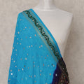 Blue and Black Bandhani Pattern Synthetic Brocade Dupatta with Embellished Border, Size 210X90 Cms, India-D24853