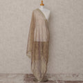 Golden Embroidered Synthetic Organza Dupatta with Sequins and Scalloped Border, Size 210X90 Cms, India-D24859