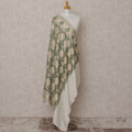 Ivory and Green Paisley Design Premium Kashmiri Pashmina Shawl with Traditional Weaving, Size 210X100 Cms, India-D24864