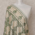 Ivory and Green Paisley Design Premium Kashmiri Pashmina Shawl with Traditional Weaving, Size 210X100 Cms, India-D24864