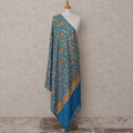 Blue with Multicolor Floral Vine Design Blended Kashmiri Pashmina Shawl with Traditional Embroidery, Size 210X100 Cms, India-D24866