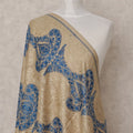 Beige and Blue Large Paisley Design Premium Kashmiri Pashmina Shawl with Traditional Weaving, Size 210X100 Cms, India-D24867