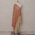 Beige and Red Floral Pattern Premium Kashmiri Pashmina Shawl with Intricate Weaving, Size 210X100 Cms, India-D24868