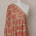 Beige and Red Floral Pattern Premium Kashmiri Pashmina Shawl with Intricate Weaving, Size 210X100 Cms, India-D24868