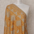 Beige and Mustard Geometric Motif Premium Kashmiri Pashmina Shawl with Intricate Weaving, Size 210X100 Cms, India-D24875