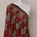 Black and Red Paisley Design Premium Kashmiri Pashmina Shawl with Intricate Weaving, Size 210X100 Cms, India-D24878
