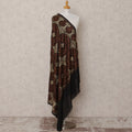 Black and Brown Intricate Floral Design Premium Kashmiri Pashmina Shawl with Traditional Weaving, Size 210X100 Cms, India-D24879