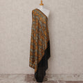 Black and Mustard Paisley and Floral Design Premium Kashmiri Pashmina Shawl with Traditional Weaving, Size 210X100 Cms, India-D24880