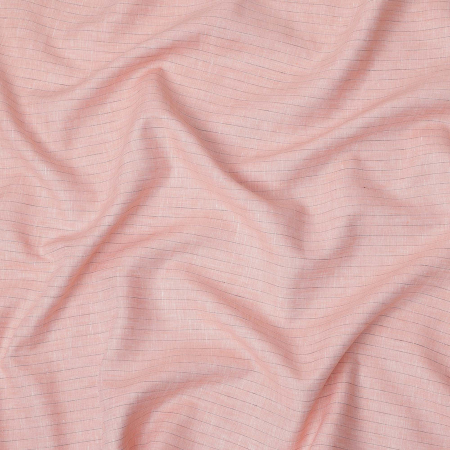 قماش كتان نقي فاخر مخطط بلون الخوخ، 150 سم، الهند - D25158