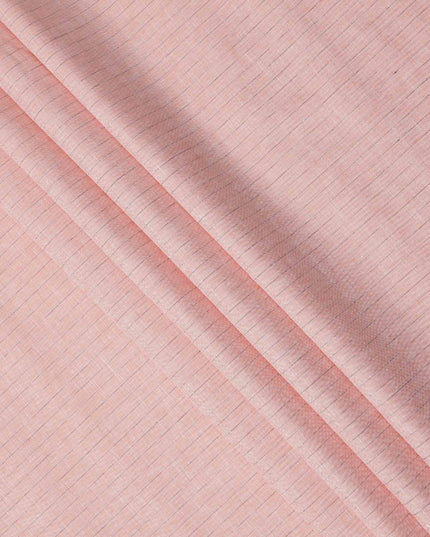 قماش كتان نقي فاخر مخطط بلون الخوخ، 150 سم، الهند - D25158