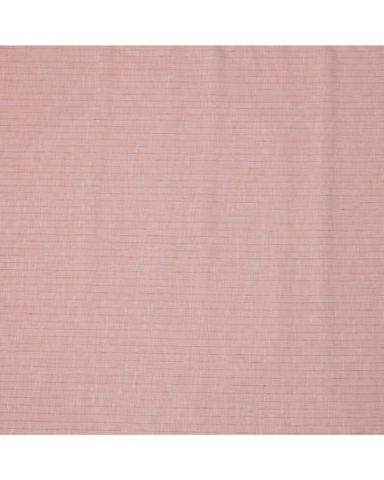 قماش كتان نقي فاخر مخطط بلون الخوخ، 150 سم، الهند - D25158