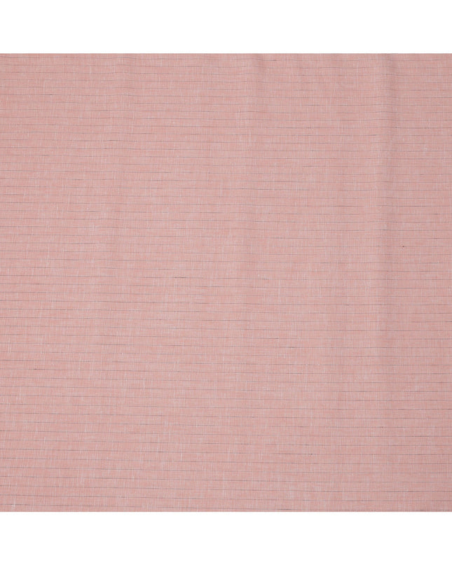 قماش كتان نقي فاخر مخطط بلون الخوخ، 150 سم، الهند - D25158