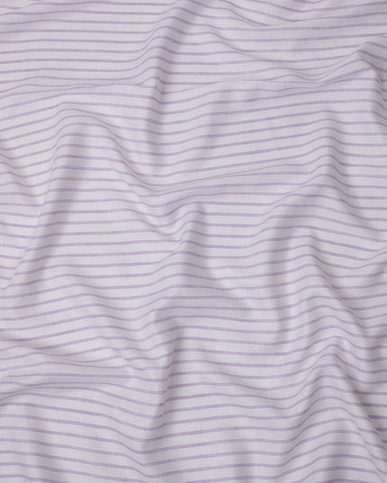 قماش كتان نقي فاخر مطبوع مخطط باللونين الأبيض والأرجواني، 150 سم، الهند - D25160