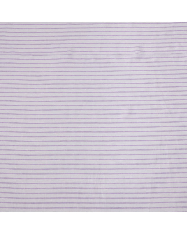 قماش كتان نقي فاخر مطبوع مخطط باللونين الأبيض والأرجواني، 150 سم، الهند - D25160