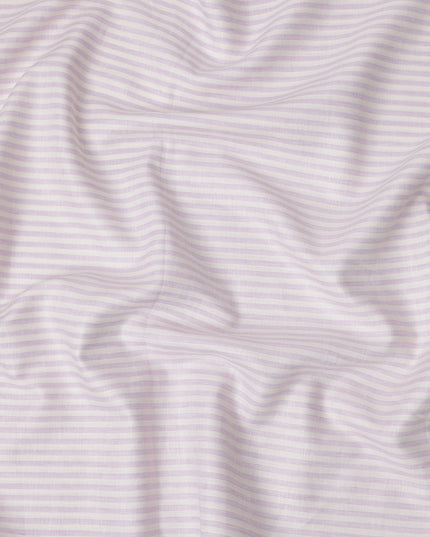 قماش كتان نقي فاخر مطبوع بخطوط أفقية باللونين الأبيض والأرجواني، 150 سم، الهند - D25162