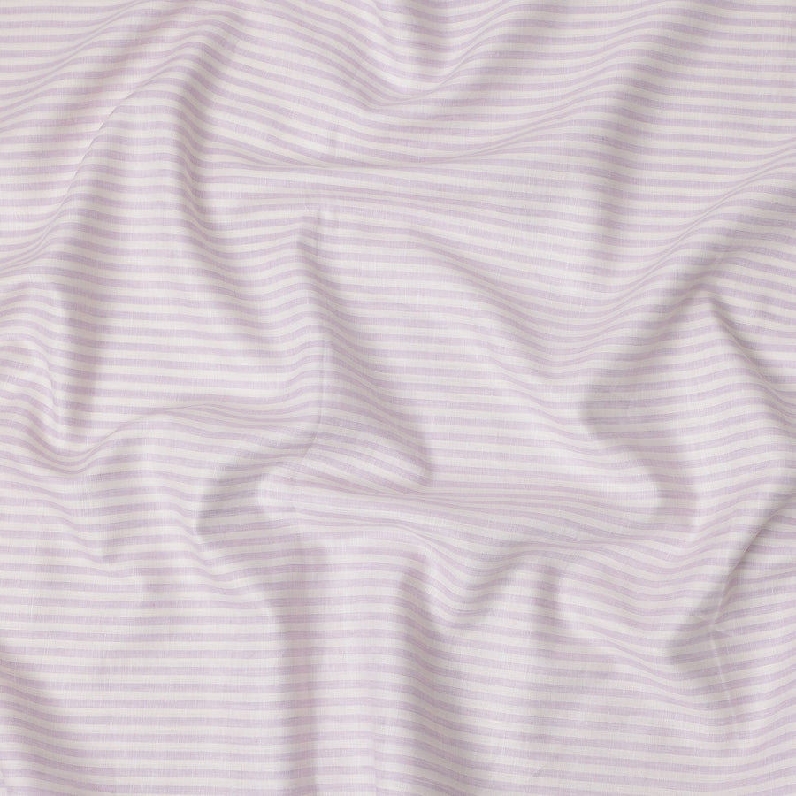 قماش كتان نقي فاخر مطبوع بخطوط أفقية باللونين الأبيض والأرجواني، 150 سم، الهند - D25162