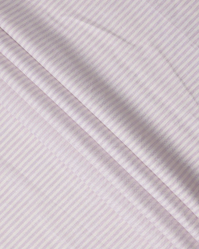 قماش كتان نقي فاخر مطبوع بخطوط أفقية باللونين الأبيض والأرجواني، 150 سم، الهند - D25162