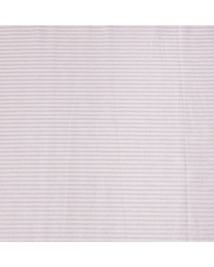 قماش كتان نقي فاخر مطبوع بخطوط أفقية باللونين الأبيض والأرجواني، 150 سم، الهند - D25162