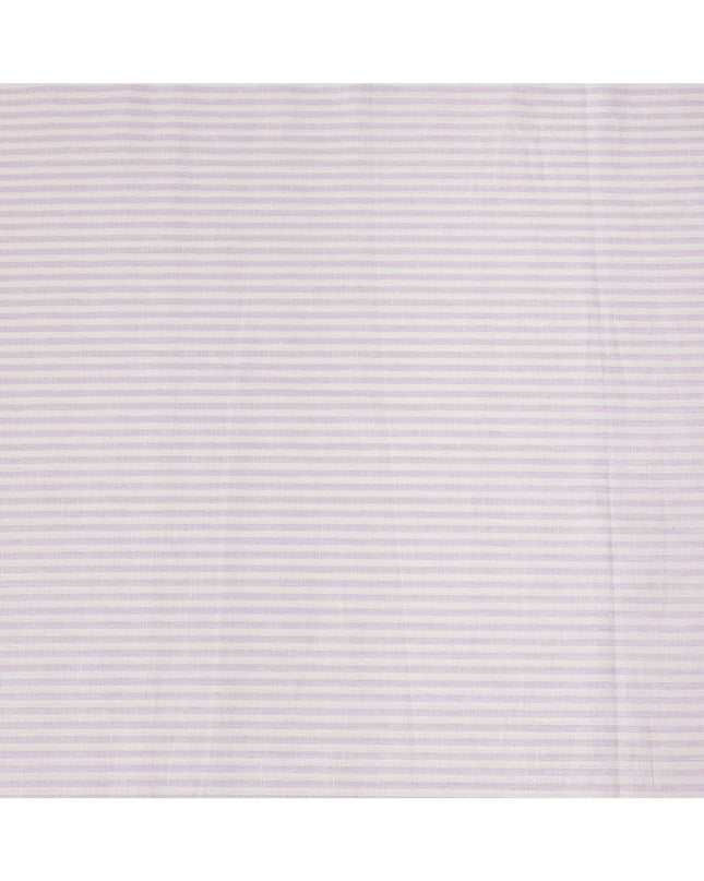 قماش كتان نقي فاخر مطبوع بخطوط أفقية باللونين الأبيض والأرجواني، 150 سم، الهند - D25162