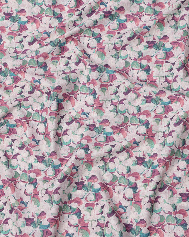 Pink Multicolor Floral Print Pure Italian Cotton Lawn Fabric, 140 Cms, Italy-D25394 Regal Fabrics