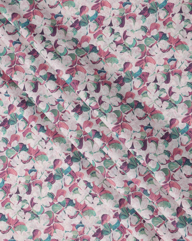 Pink Multicolor Floral Print Pure Italian Cotton Lawn Fabric, 140 Cms, Italy-D25394 Regal Fabrics