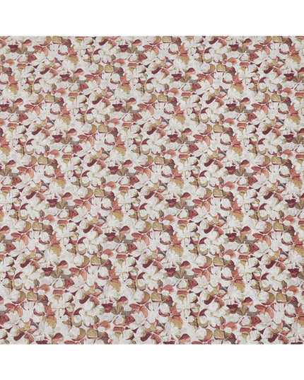 Beige and Brown Floral Print Pure Italian Cotton Lawn Fabric, 140 Cms, Italy-D25395