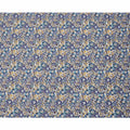 White with Blue and Yellow Floral Print Pure Italian Cotton Lawn Fabric, 140 Cms, Italy-D25396