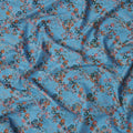 Blue Multicolor Floral Print Pure Italian Cotton Lawn Fabric, 140 Cms, Italy-D25397