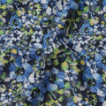 Navy Blue with Green and White Floral Print Pure Italian Cotton Lawn Fabric, 140 Cms, Italy-D25399