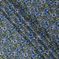 Navy Blue with Green and White Floral Print Pure Italian Cotton Lawn Fabric, 140 Cms, Italy-D25399