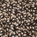 Black with Beige and Golden Floral Print Pure Italian Cotton Lawn Fabric, 140 Cms, Italy-D25401