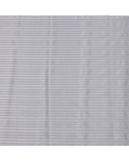 Silver Grey with Self Stripes Premium Swiss Poly Cotton Fabric, 150 Cms, Switzerland-D25402
