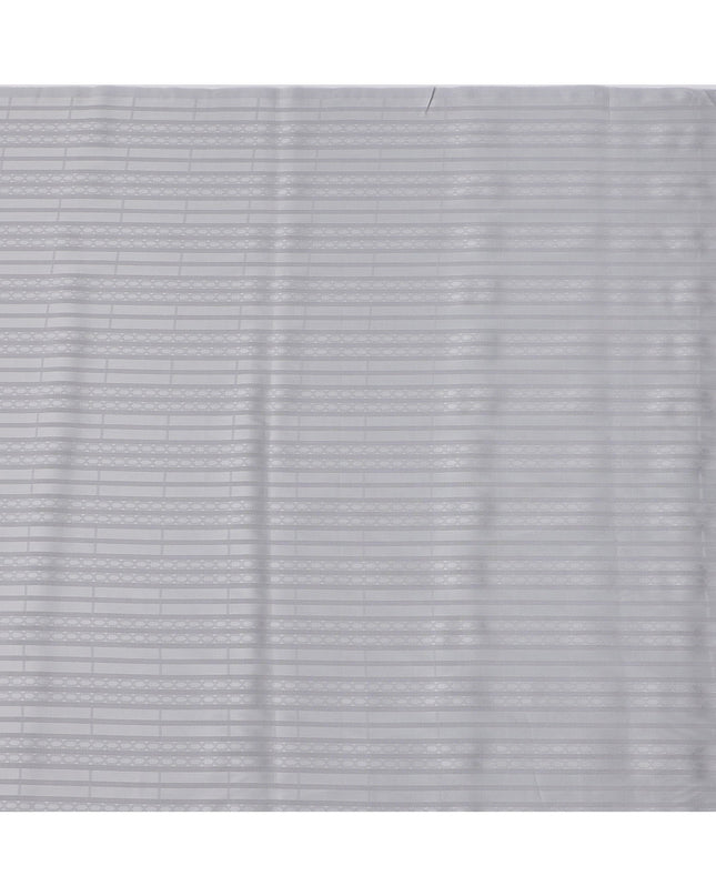 Silver Grey with Self Stripes Premium Swiss Poly Cotton Fabric, 150 Cms, Switzerland-D25402