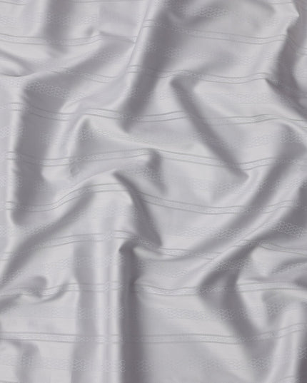 Pearl Grey with Fine Self Stripes Premium Swiss Poly Cotton Fabric, 150 Cms, Switzerland-D25403