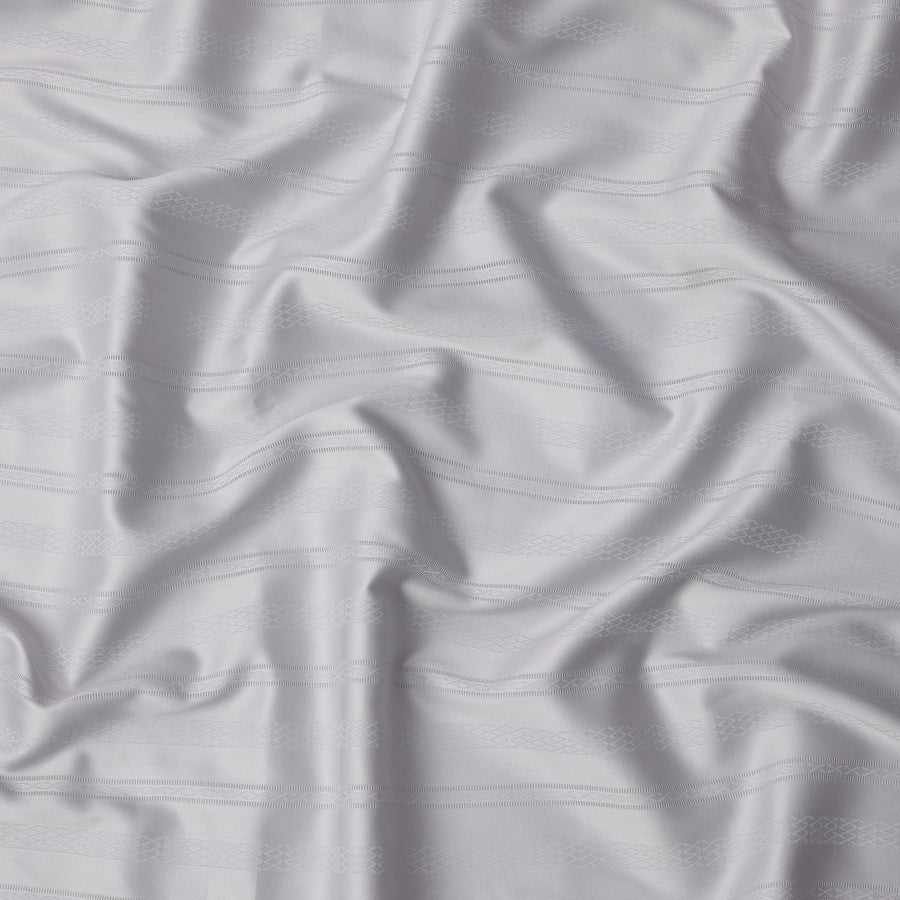 Pearl Grey with Fine Self Stripes Premium Swiss Poly Cotton Fabric, 150 Cms, Switzerland-D25403