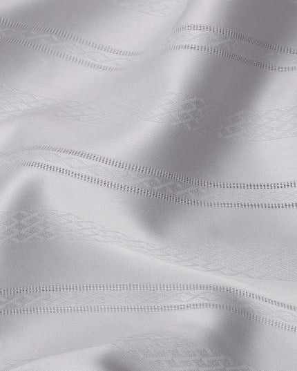 Pearl Grey with Fine Self Stripes Premium Swiss Poly Cotton Fabric, 150 Cms, Switzerland-D25403