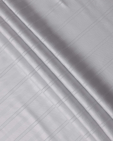 Pearl Grey with Fine Self Stripes Premium Swiss Poly Cotton Fabric, 150 Cms, Switzerland-D25403