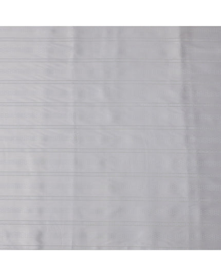 Pearl Grey with Fine Self Stripes Premium Swiss Poly Cotton Fabric, 150 Cms, Switzerland-D25403