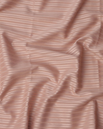 Peach with Self Stripes Premium Swiss Poly Cotton Fabric, 150 Cms, Switzerland-D25404