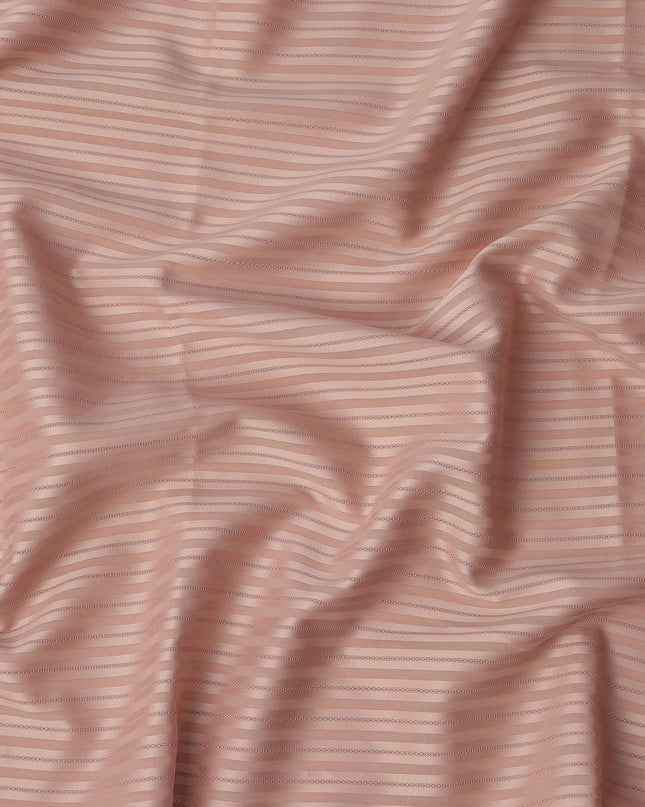 Peach with Self Stripes Premium Swiss Poly Cotton Fabric, 150 Cms, Switzerland-D25404