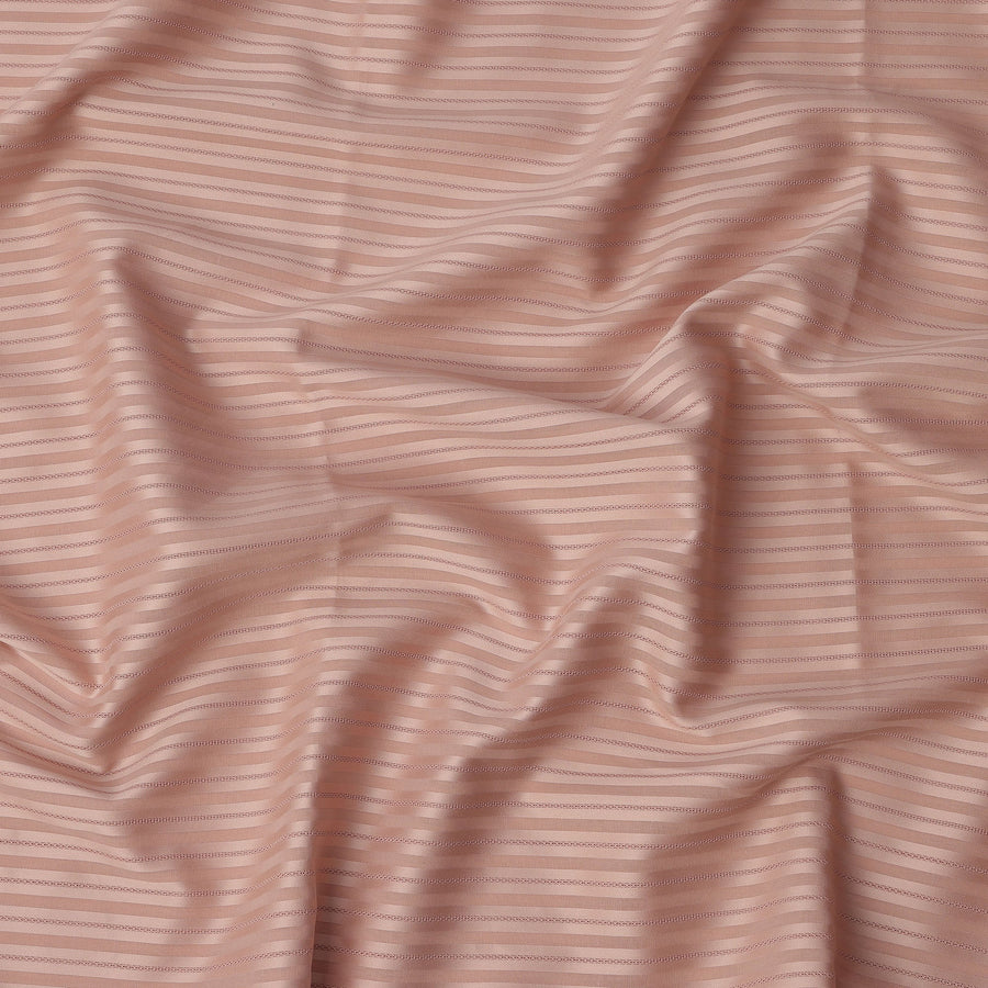 Peach with Self Stripes Premium Swiss Poly Cotton Fabric, 150 Cms, Switzerland-D25404