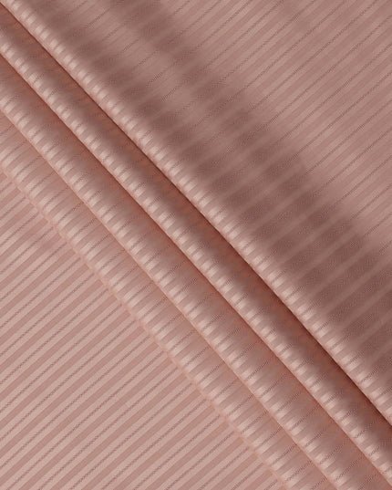 Peach with Self Stripes Premium Swiss Poly Cotton Fabric, 150 Cms, Switzerland-D25404