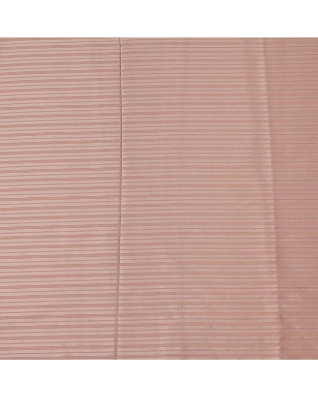 Peach with Self Stripes Premium Swiss Poly Cotton Fabric, 150 Cms, Switzerland-D25404
