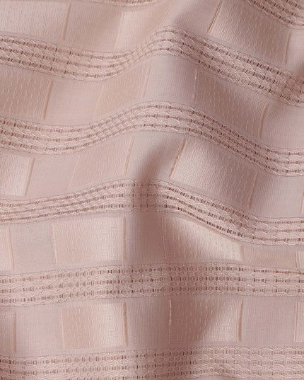 Peach with Self Check Stripes Premium Swiss Poly Cotton Fabric, 150 Cms, Switzerland-D25405