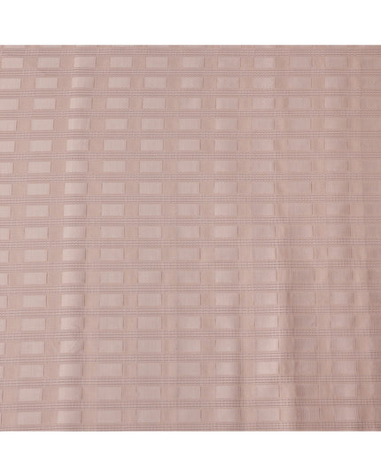 Peach with Self Check Stripes Premium Swiss Poly Cotton Fabric, 150 Cms, Switzerland-D25405