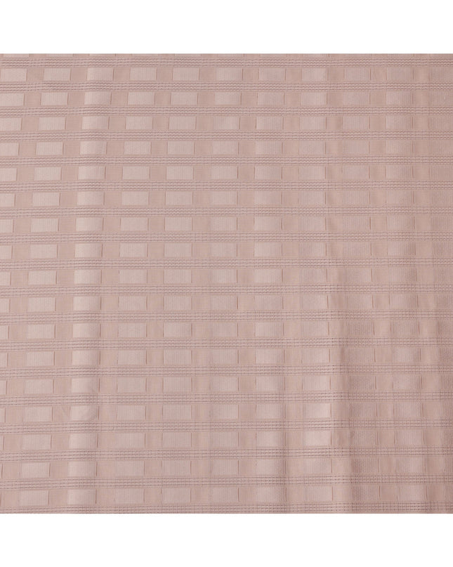 Peach with Self Check Stripes Premium Swiss Poly Cotton Fabric, 150 Cms, Switzerland-D25405