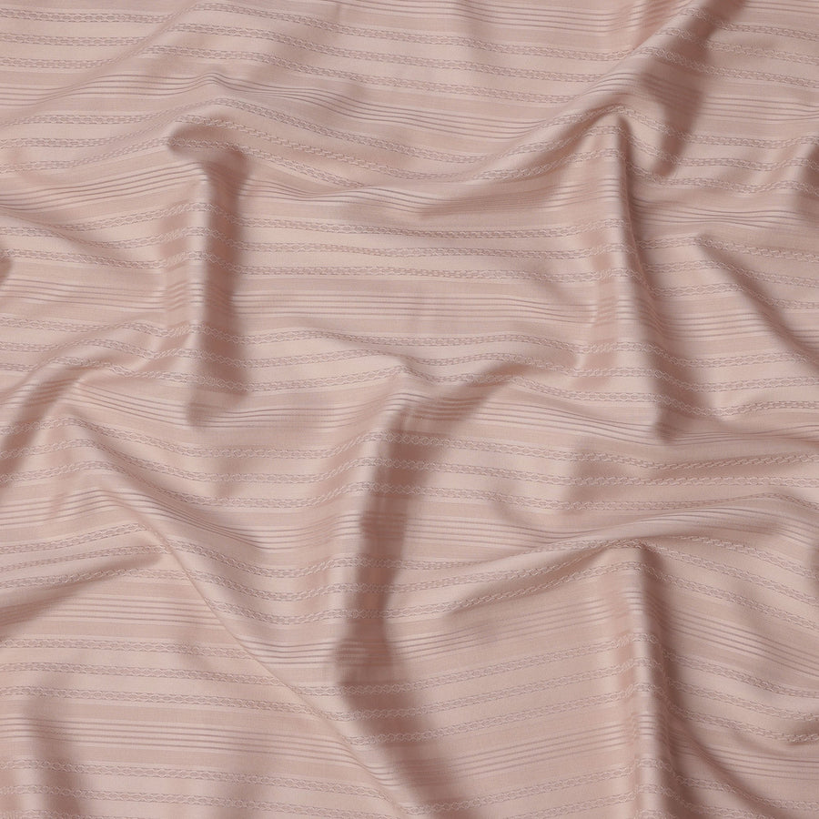 Peach with Self Check Stripes Premium Swiss Poly Cotton Fabric, 150 Cms, Switzerland-D25406